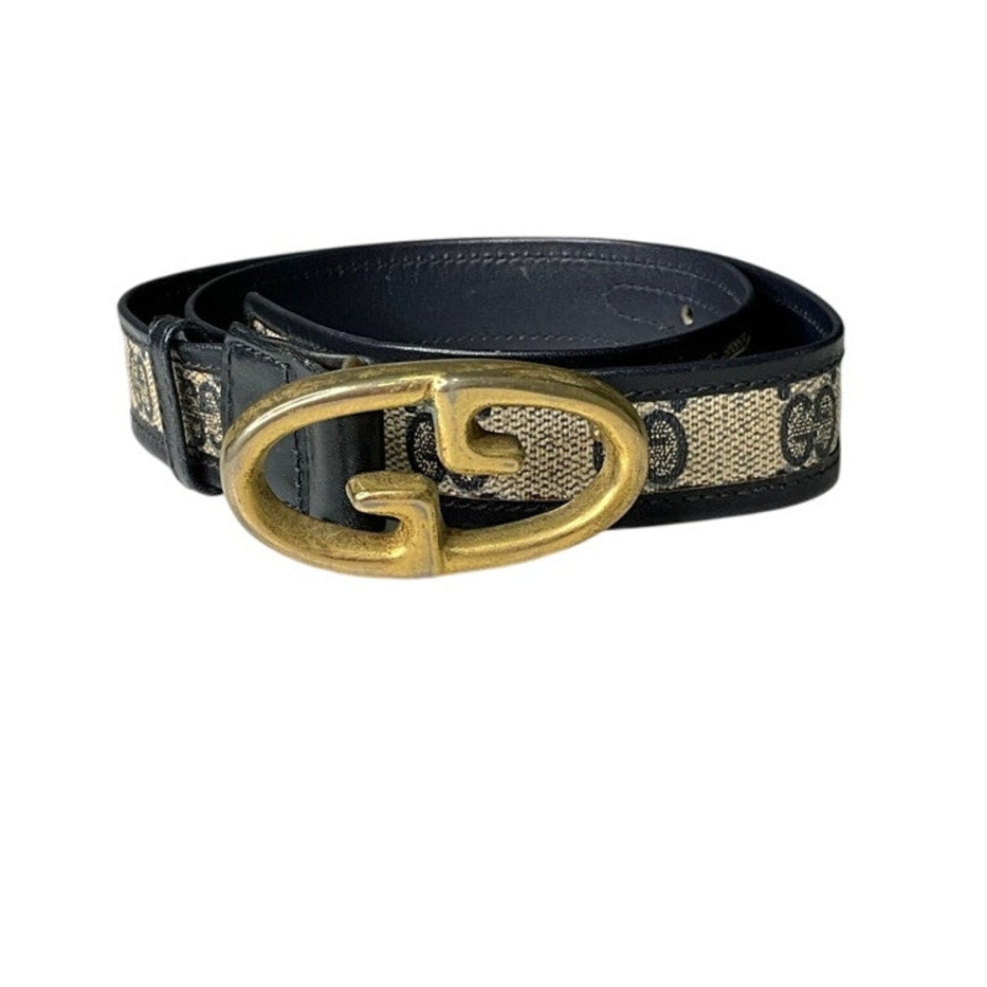 Black belt with gold buckle on a white background