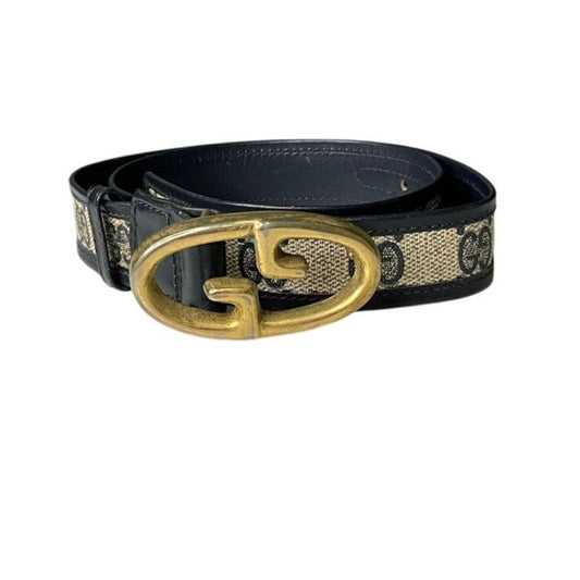Black belt with gold buckle on a white background
