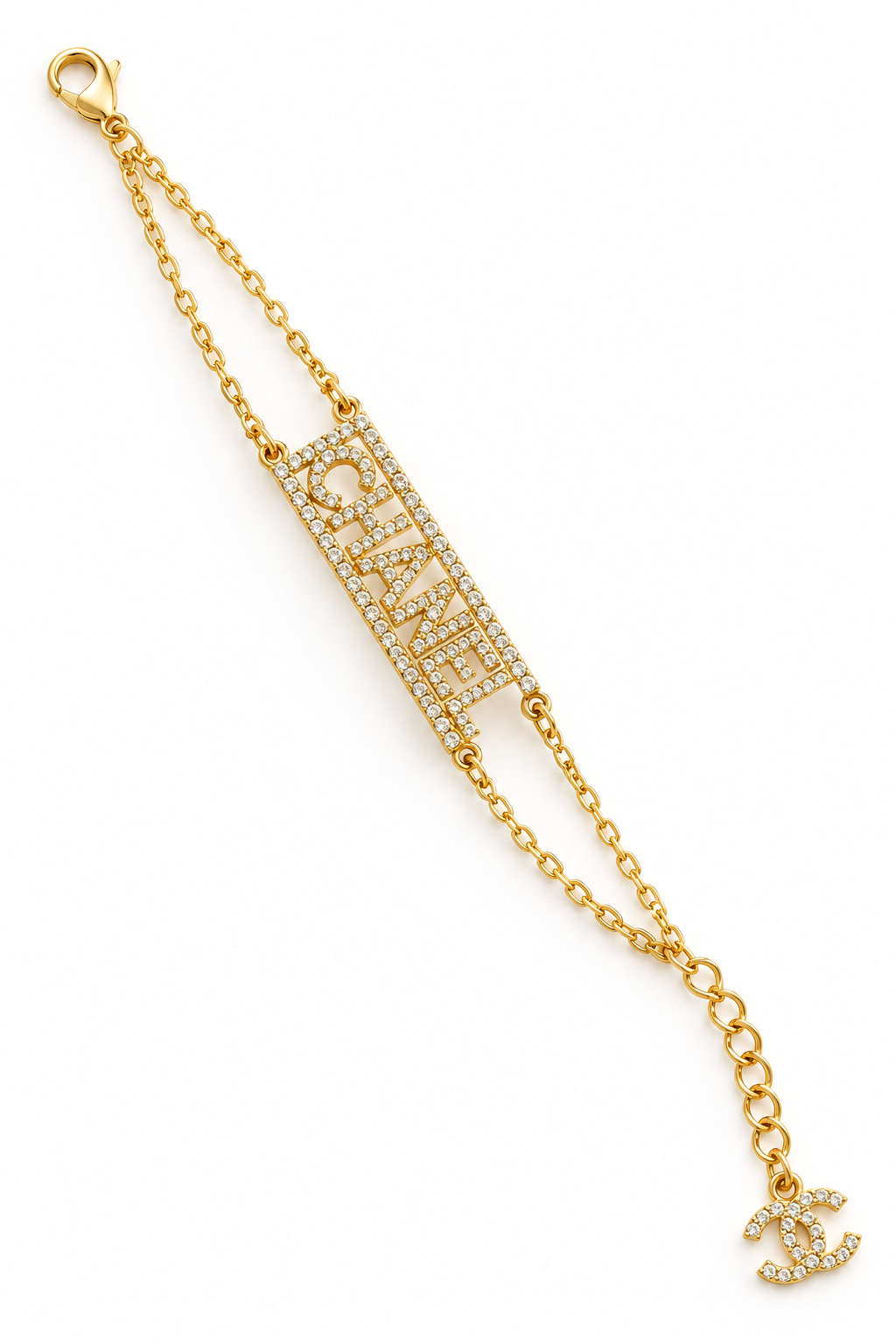 👑 Gold-Tone Zircon-Accented Double Chain Statement Jewelry – Necklace or Bracelet