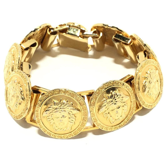 Iconic 1990s Gianni Versace Gold-Tone Medusa Charm Bracelet