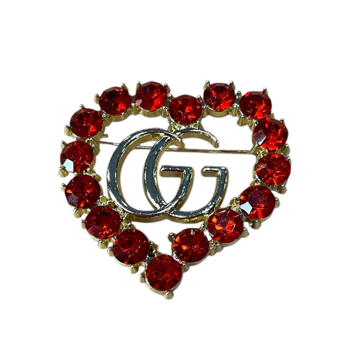 Crystal Double G Style Brooch Pin – Various Designs & Colors