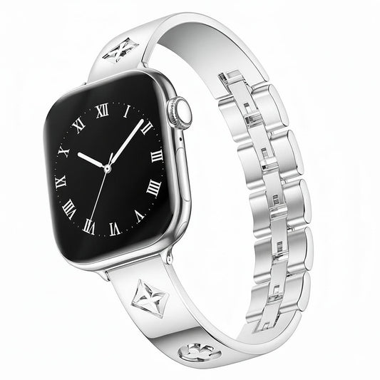 Silver Luxe Cuff Fashion Smart Watch Band – Adjustable Link Edition