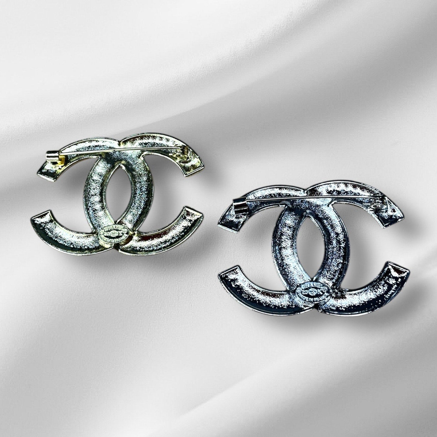 Crystal Double C Style Brooch Pin
