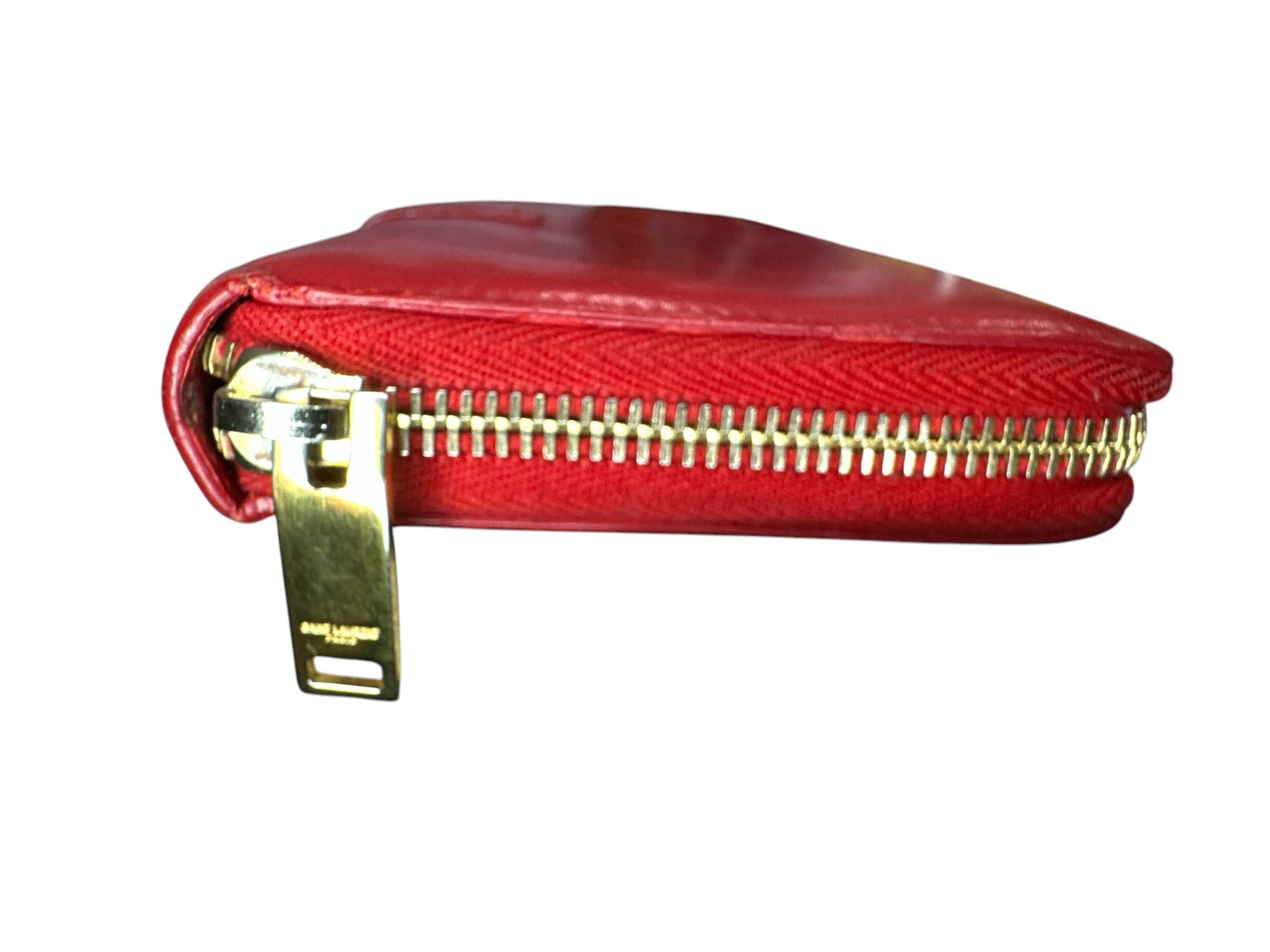 Saint Laurent Red Leather Monogram Zip Around Wallet - Clairely Amazing