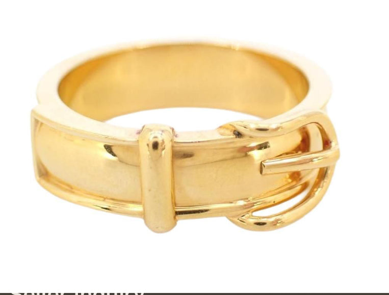 Hermes  Belt Buckle Scarf Ring Gold Plated - Clairely Amazing