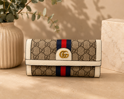 Fashion Stripe Wallet & Checkbook Holder Set – Beige