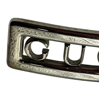 Gucci Black Leather Silver Belt