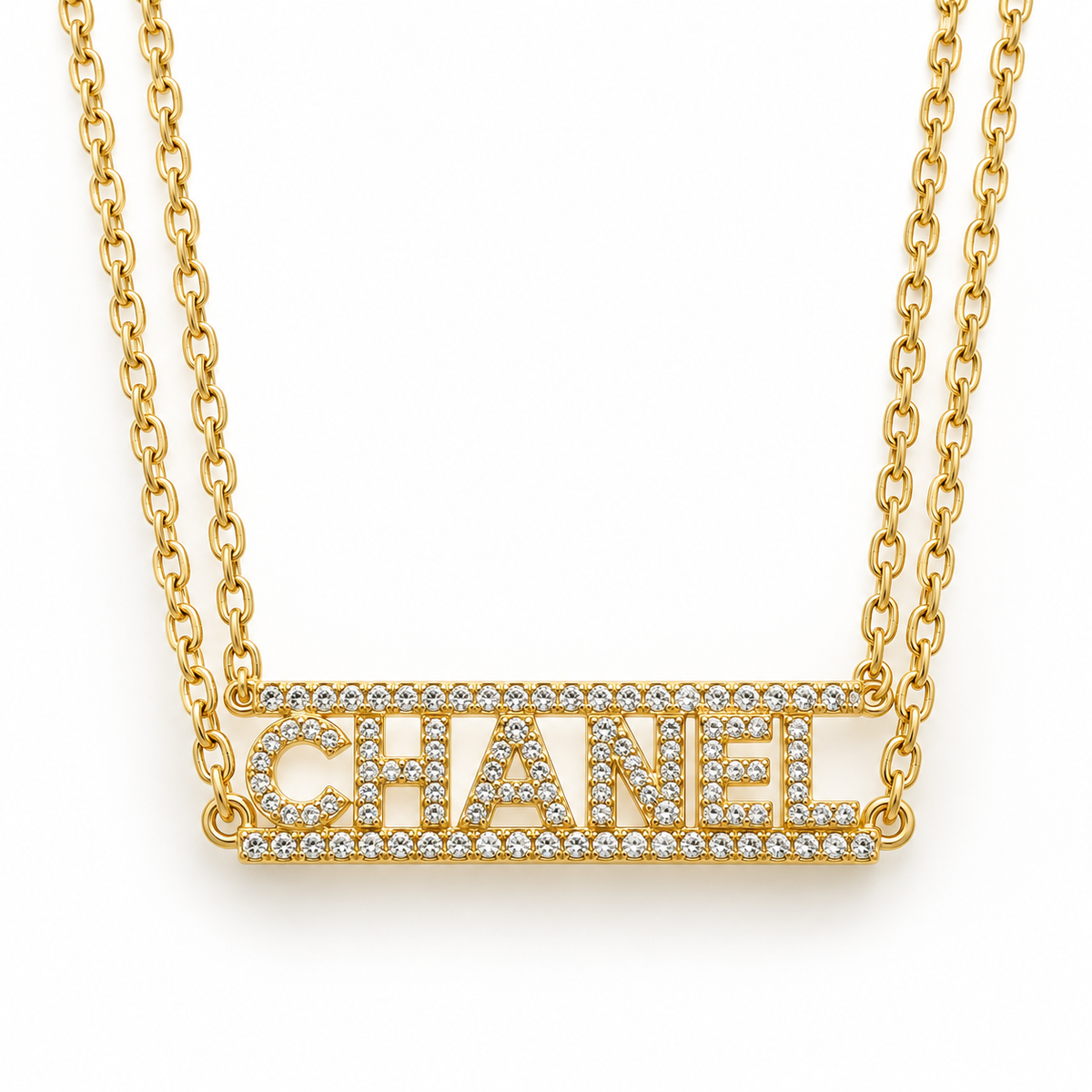 👑 Gold-Tone Zircon-Accented Double Chain Statement Jewelry – Necklace or Bracelet