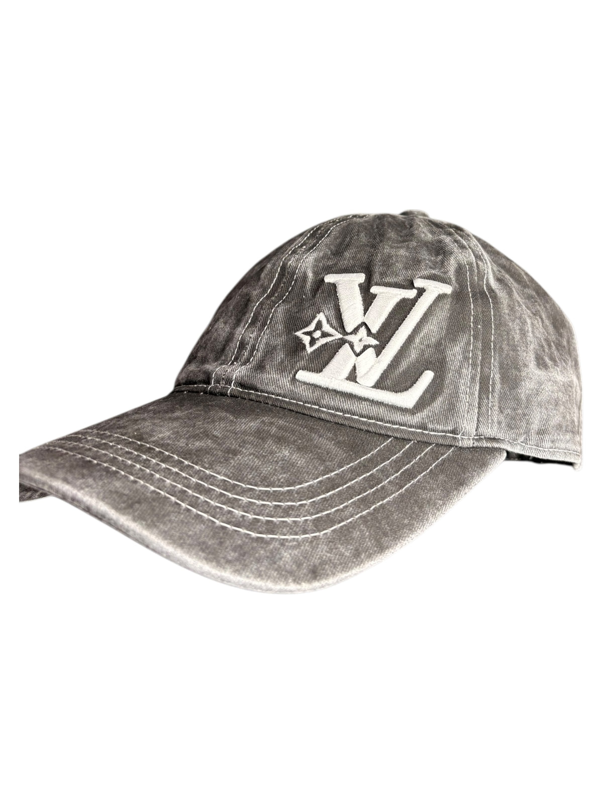 Distressed Black Denim Cap – Custom Embroidered Vintage Washed Adjustable Hat