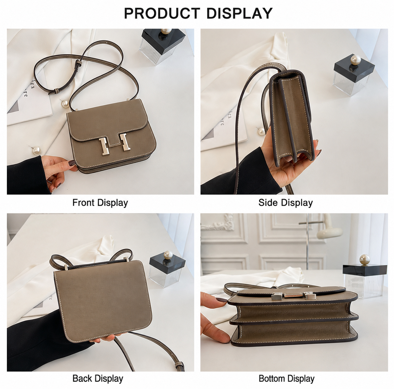 👑 Structured H-Clasp Crossbody Bag – Fashion Collection