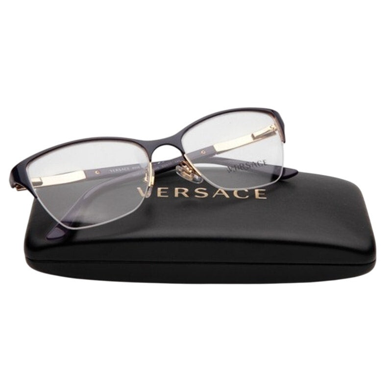 Versace Violet Gold Metal Semi-Rimless Eyeglasses 53mm