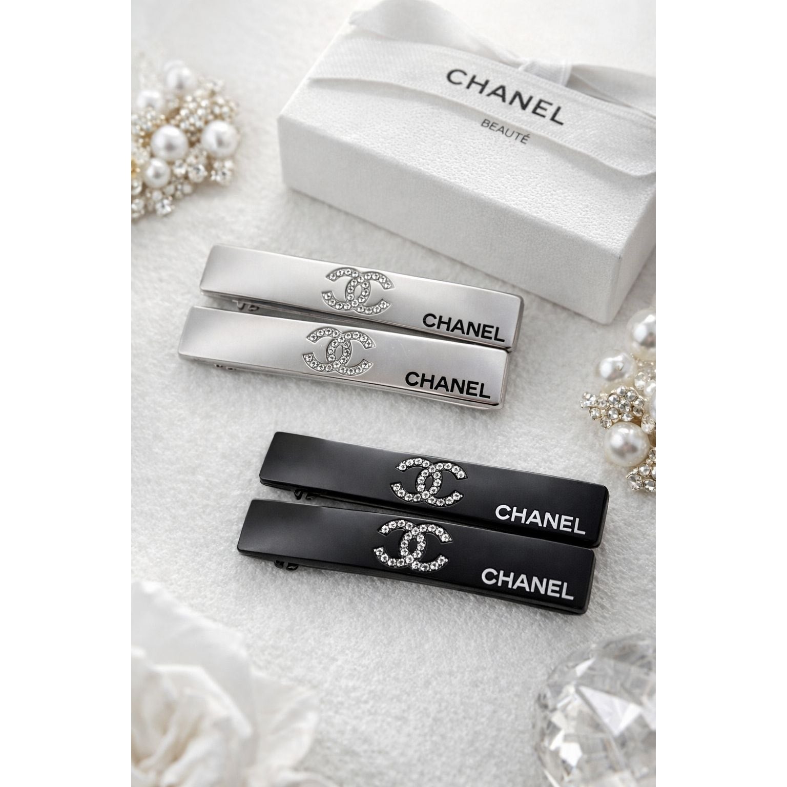 Rhinestone Hair Clips (Set of 2) – Black or Silver | GWP Edition