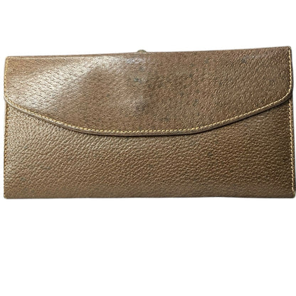 GUCCI Brown Pigskin Leather Checkbook Cover, "G" Red Enamel Clip