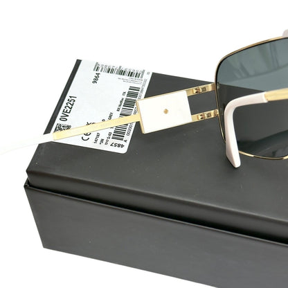 VERSACE Medusa NAVIGATOR Gold Stud White Aviator Unisex Sunglasses VE2251 2251