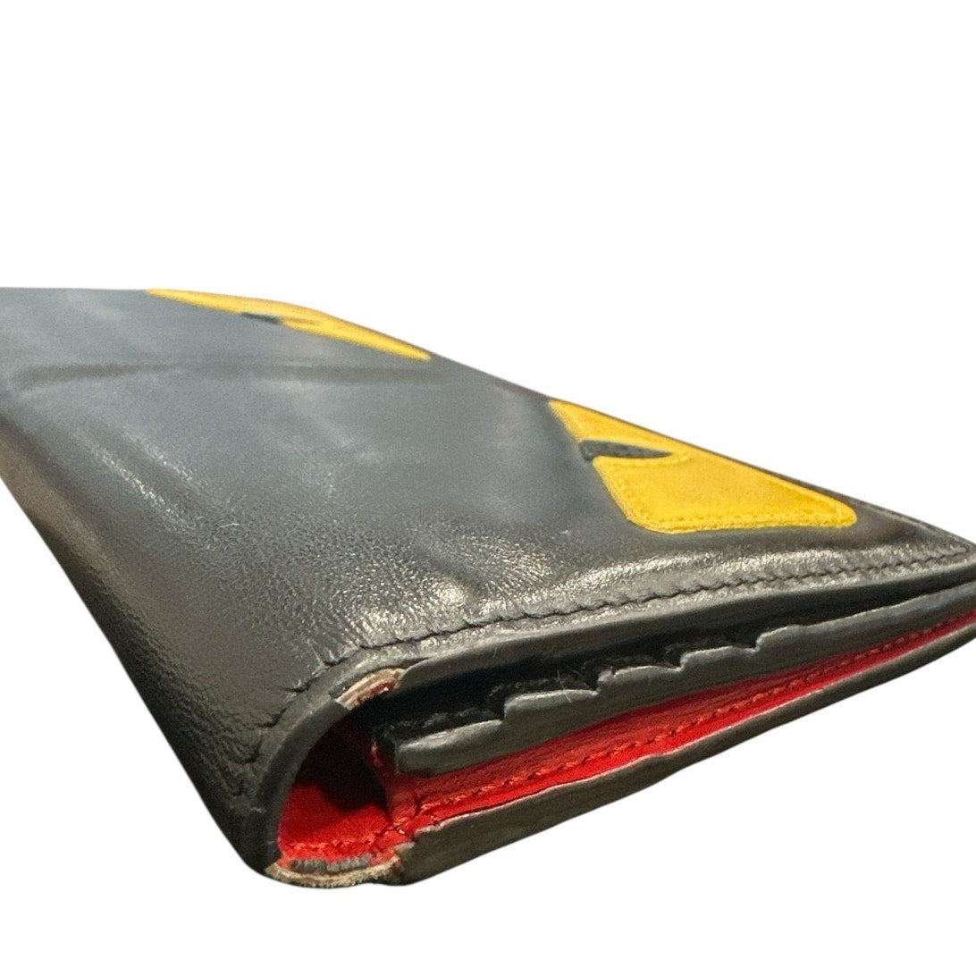 Fendi Black Leather Monster Eyes Long Wallet