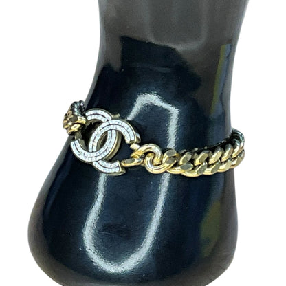 Chunky Gold Chain Bracelet with Crystal