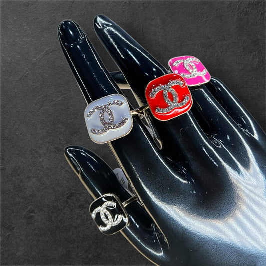 Square Color Ring with Crystal Detail