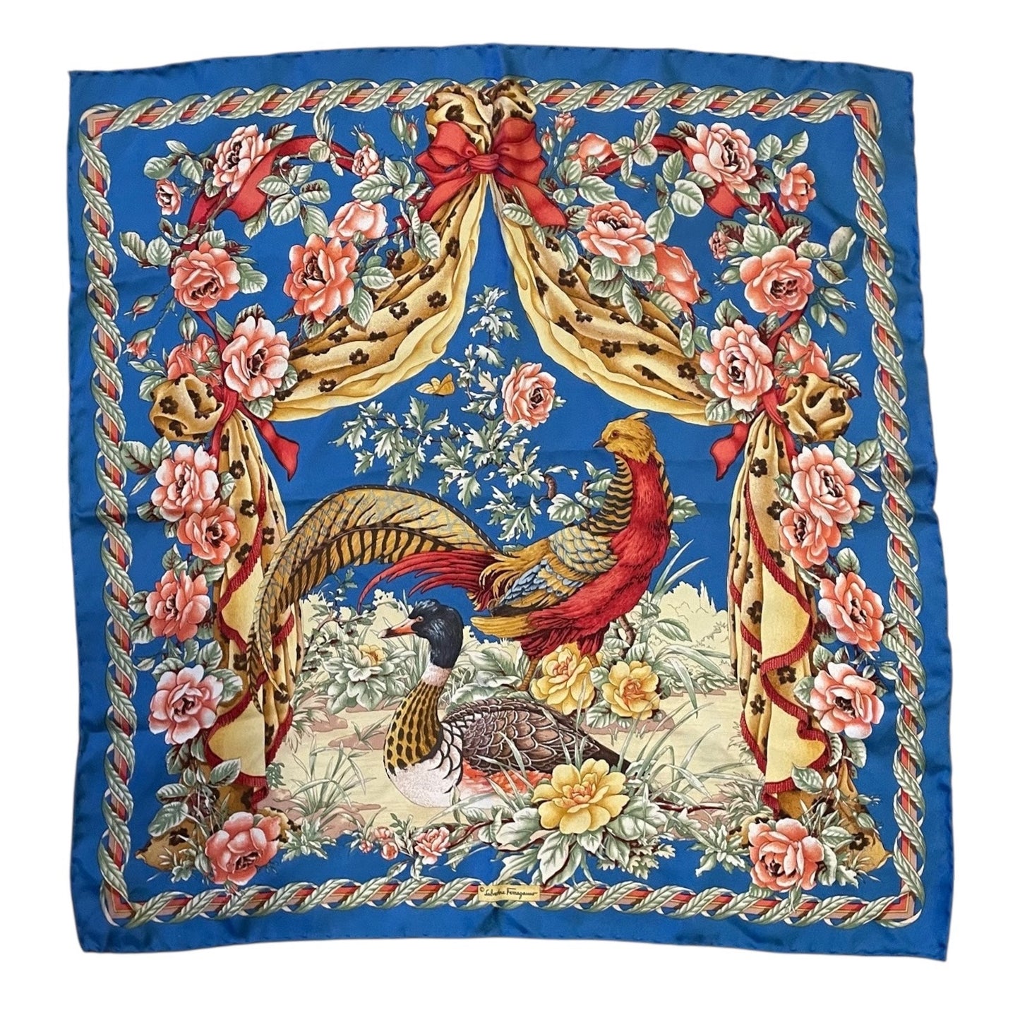 Ferragamo Blue Silk Scarf