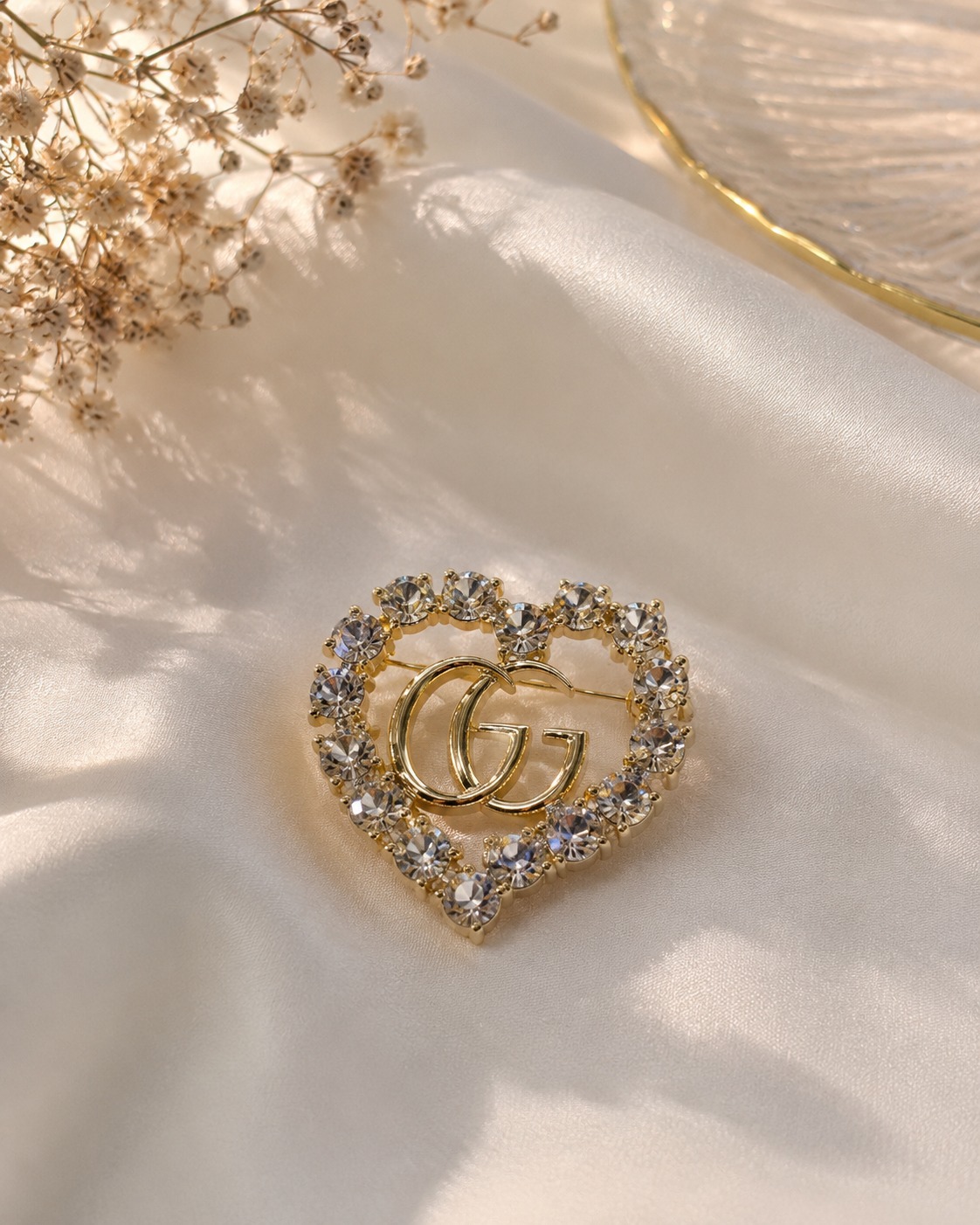 Crystal Double G Style Brooch Pin – Various Designs & Colors