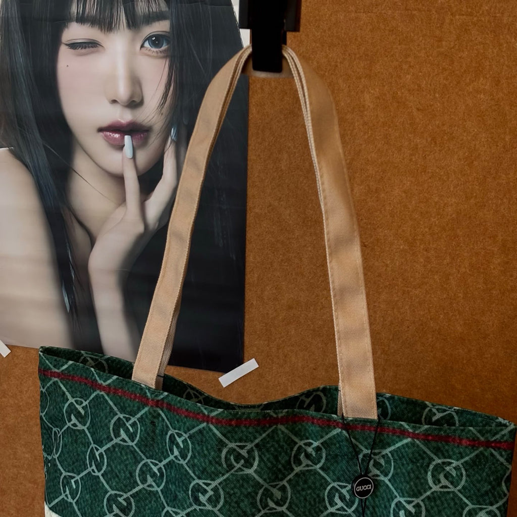 Gucci Beauty GWP Green, Red & Cream Monogram Shoulder Tote Bag