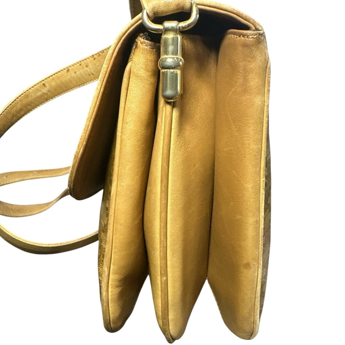 Celine Brown Macadam PVC Gold Shoulder Bag