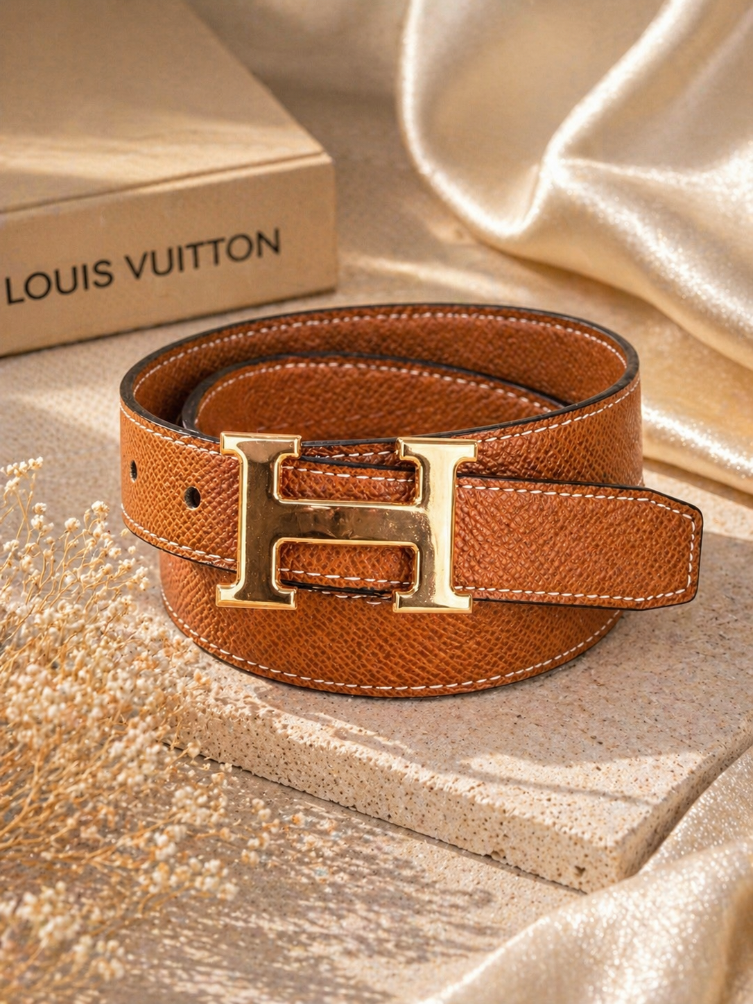 Luxe Gold Buckle Textured Fashion Belt