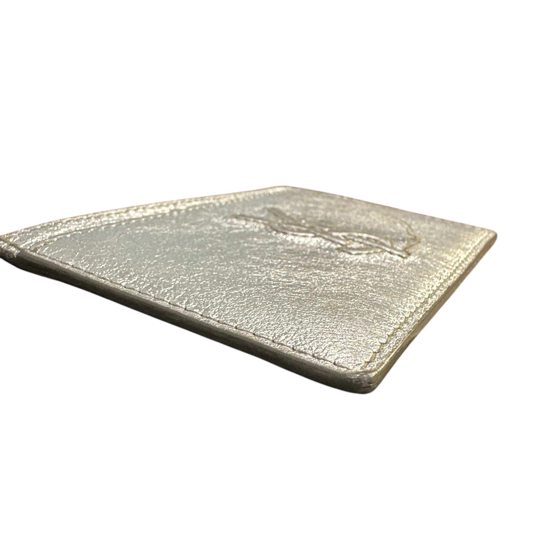 SAINT LAURENT PARIS Logo Monogram Card Case Silver Leather - Clairely Amazing