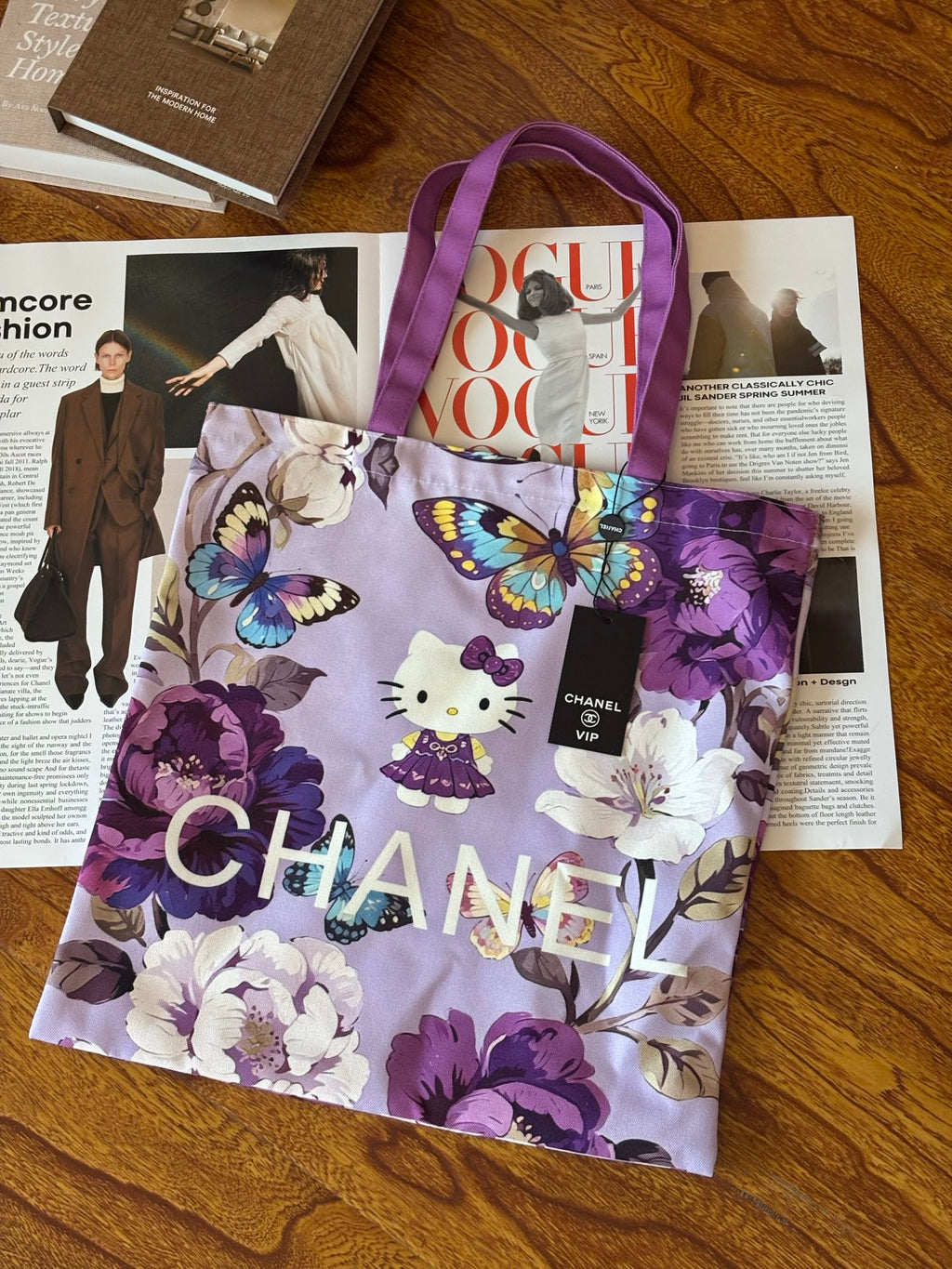 Lavender Butterfly & Hello Kitty Canvas Tote – GWP