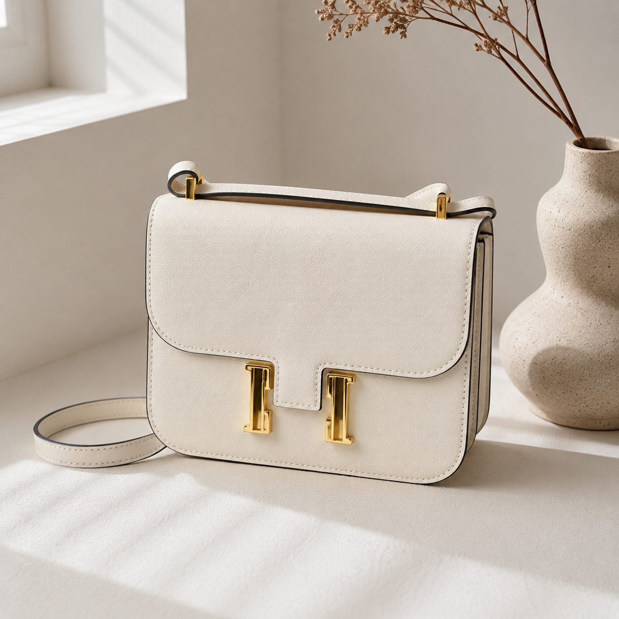 👑 Structured H-Clasp Crossbody Bag – Fashion Collection