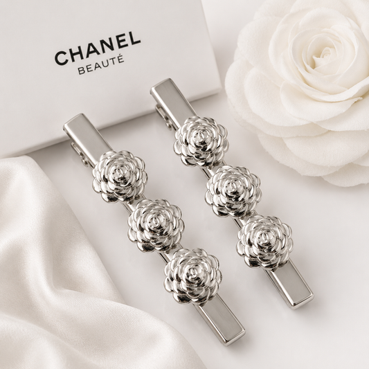 Chanel Beauté 2026 Limited Edition Silver Camellia Hairpin Set - GWP