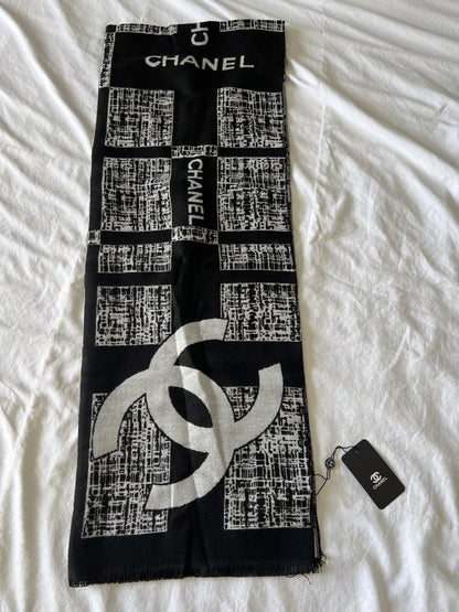Woven Statement Scarf – Black & Ivory Graphic Design