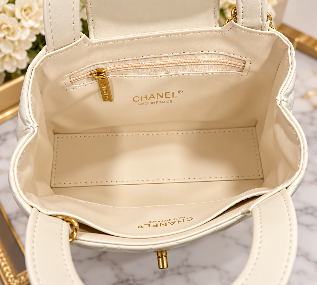 👑 Fashion Quilted Mini Top Handle & Shoulder Bag | Black & Ivory