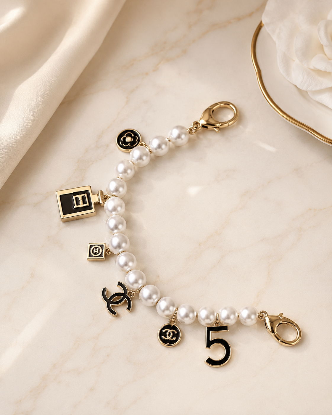 Chanel GWP Pearl Bag Charm Bracelet | Gift With Purchase Handbag Accessory
