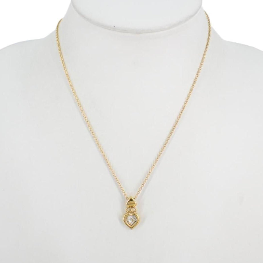 Christian Dior CD Heart Crystal Gold Necklace - Clairely Amazing