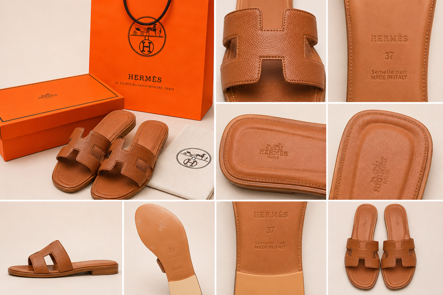 👑 Clairely Select Leather H Slide Sandals