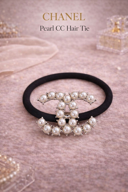CC Pearl Hair Tie – Black Elastic with Pearl Detail (GWP)