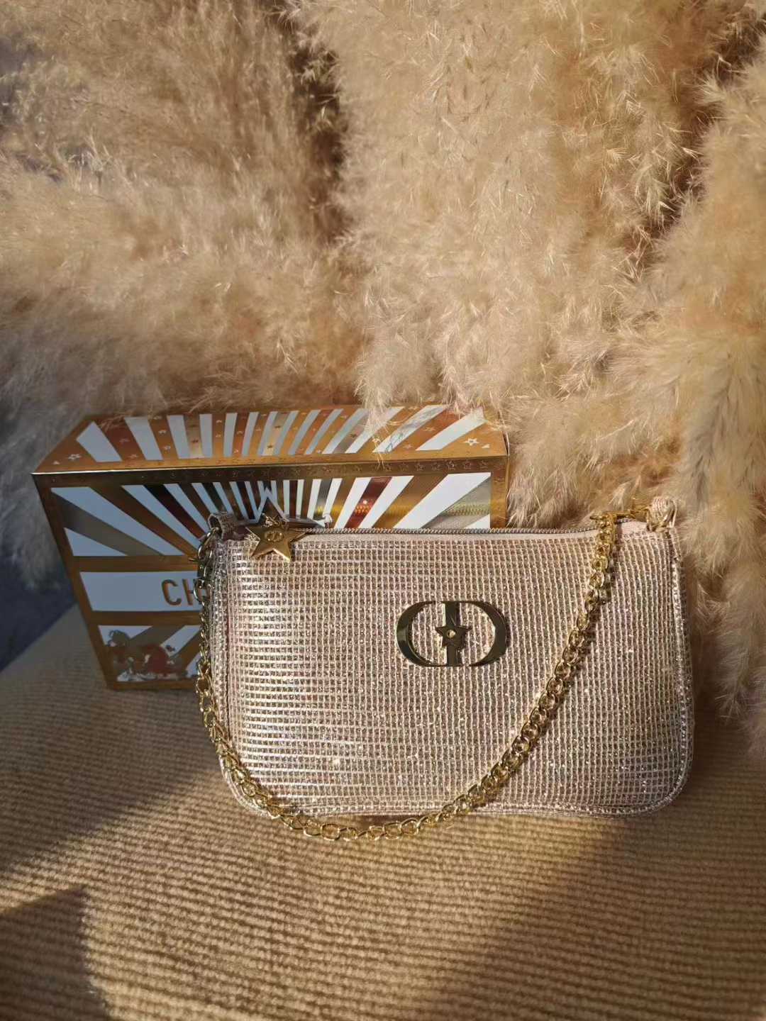 Dior GWP Christmas Collection Shoulder Bag with Chain – Limited Edition Evening Bag (Gift Box Included)