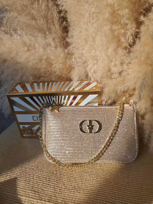 Dior GWP Christmas Collection Shoulder Bag with Chain – Limited Edition Evening Bag (Gift Box Included)