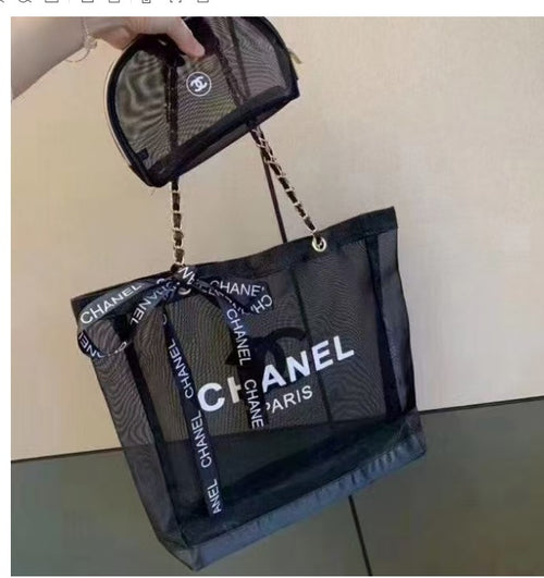 Chanel Beauty GWP Mesh Tote Bag with Matching Cosmetic Pouch Set (2-Piece)