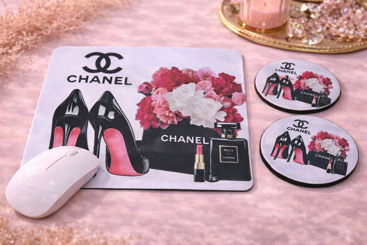 Shoes and Perfume Mouse Pad and Coasters