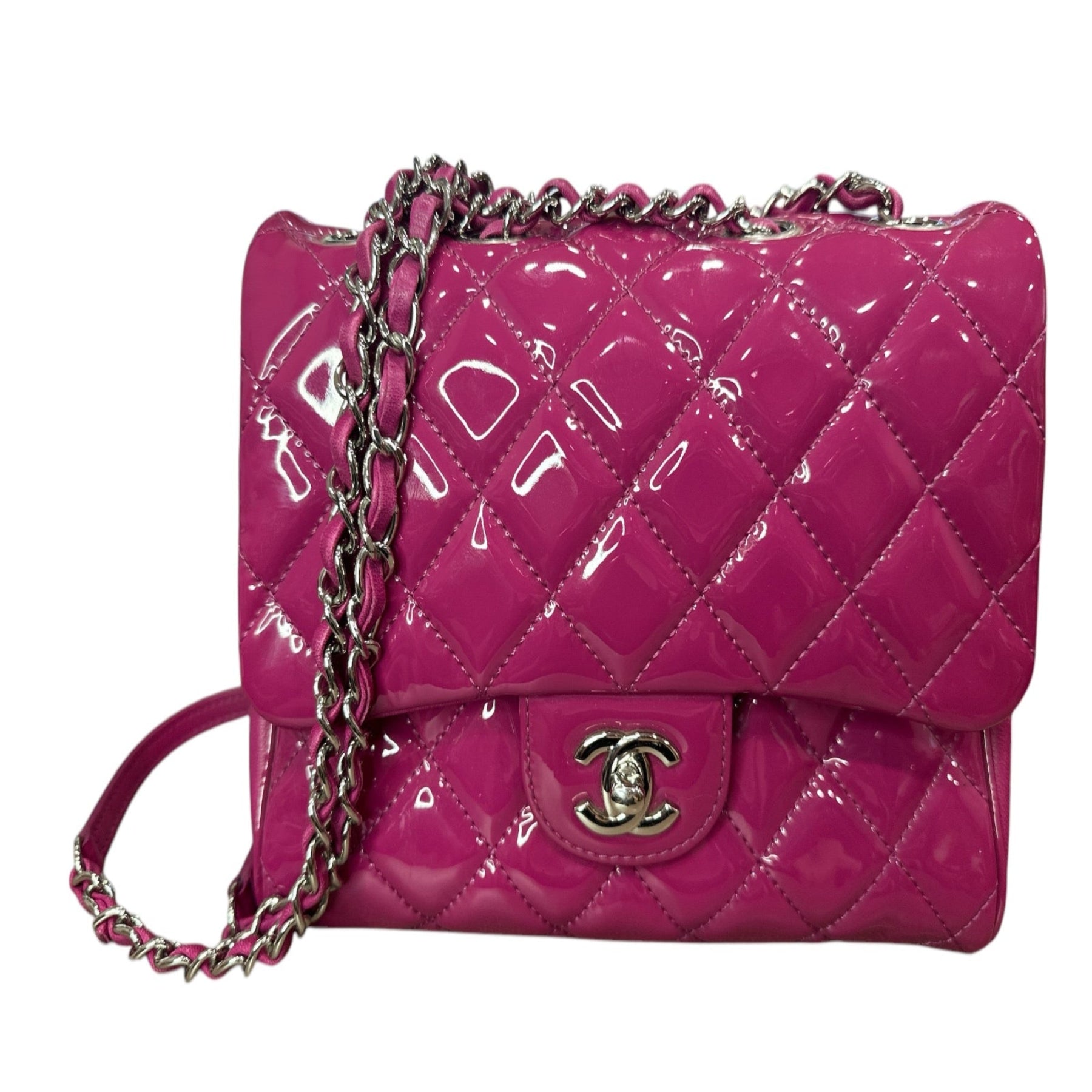 Chanel Double Compartment Flap Bag Quilted Patent Medium - Clairely Amazing
