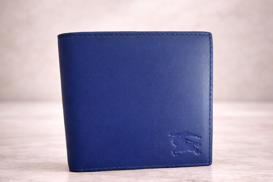 Burberry Equestrian Knight Bifold Wallet – Royal Blue Calf Leather
