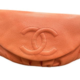 Chanel CORAL Caviar Leather Half Moon Wallet On Chain - Clairely Amazing