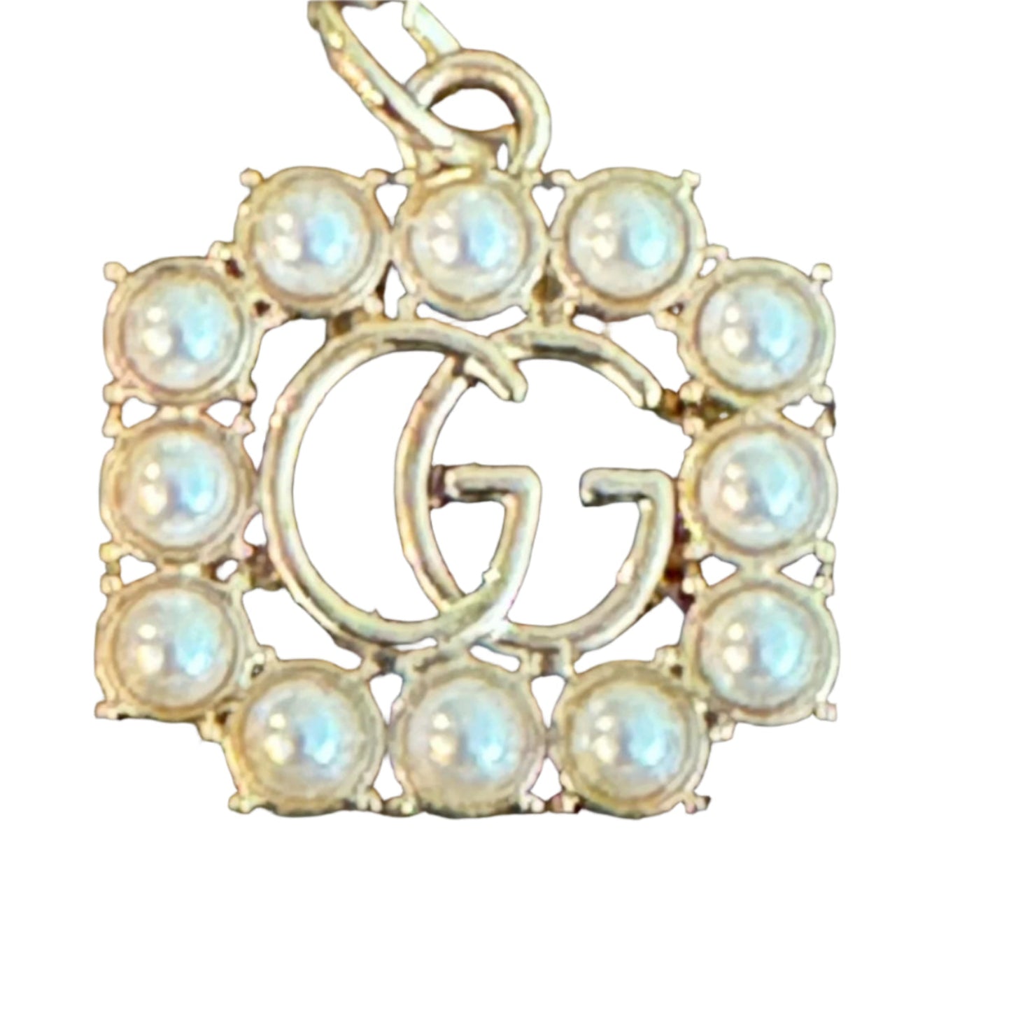 Gucci "GG" charm/zipper pull, gold tone, faux pearls, stamped Gucci - Clairely Amazing