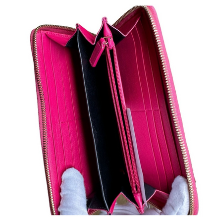 Saint Laurent  Chevre Belle De Jour Zip Around Wallet Fuchsia - Clairely Amazing