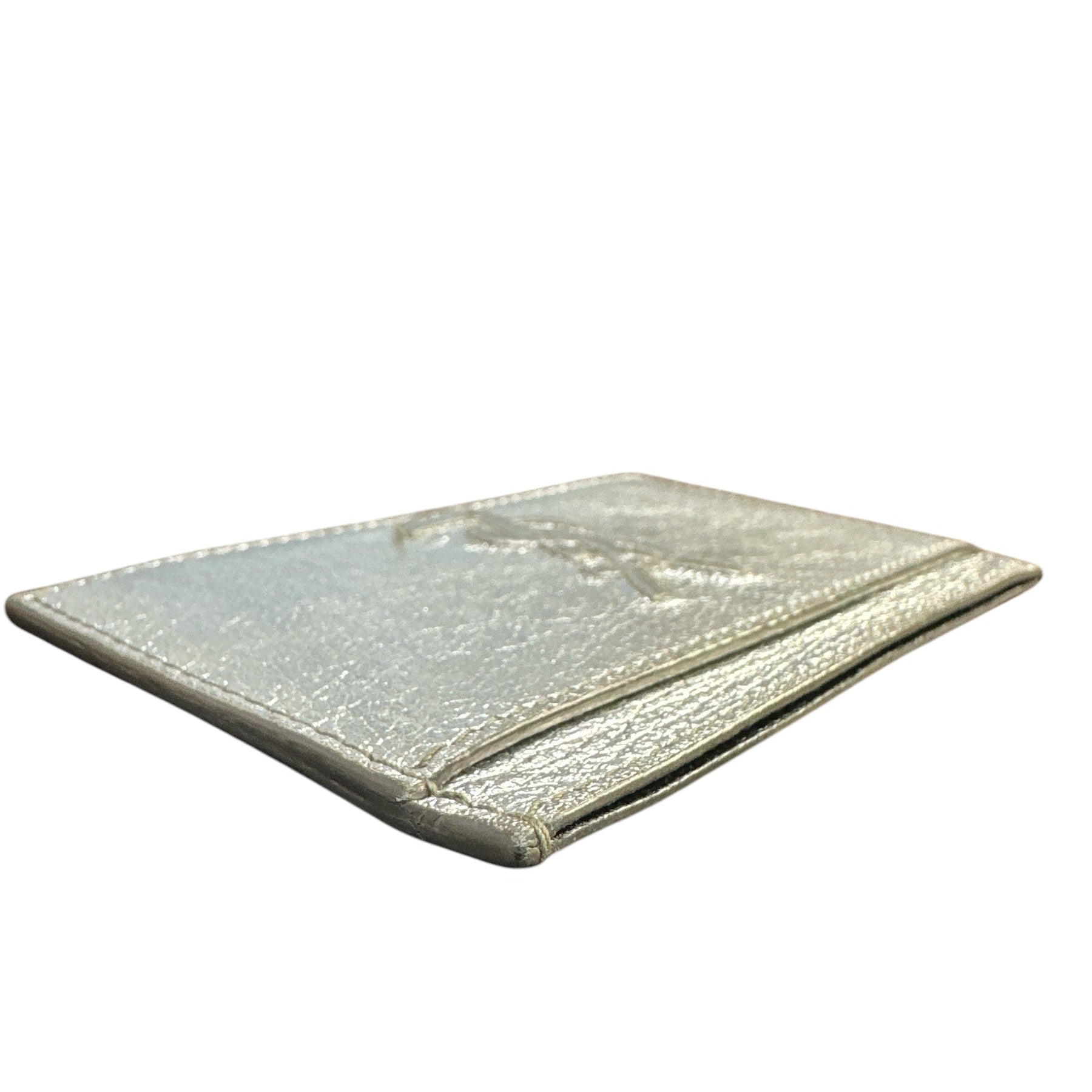 SAINT LAURENT PARIS Logo Monogram Card Case Silver Leather - Clairely Amazing
