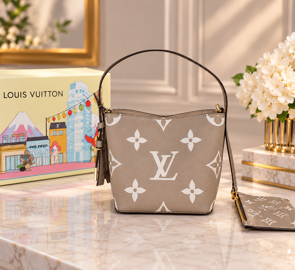 👑 Fashion Beige Monogram Shoulder Bag | Oversized Monogram & Matching Accessories