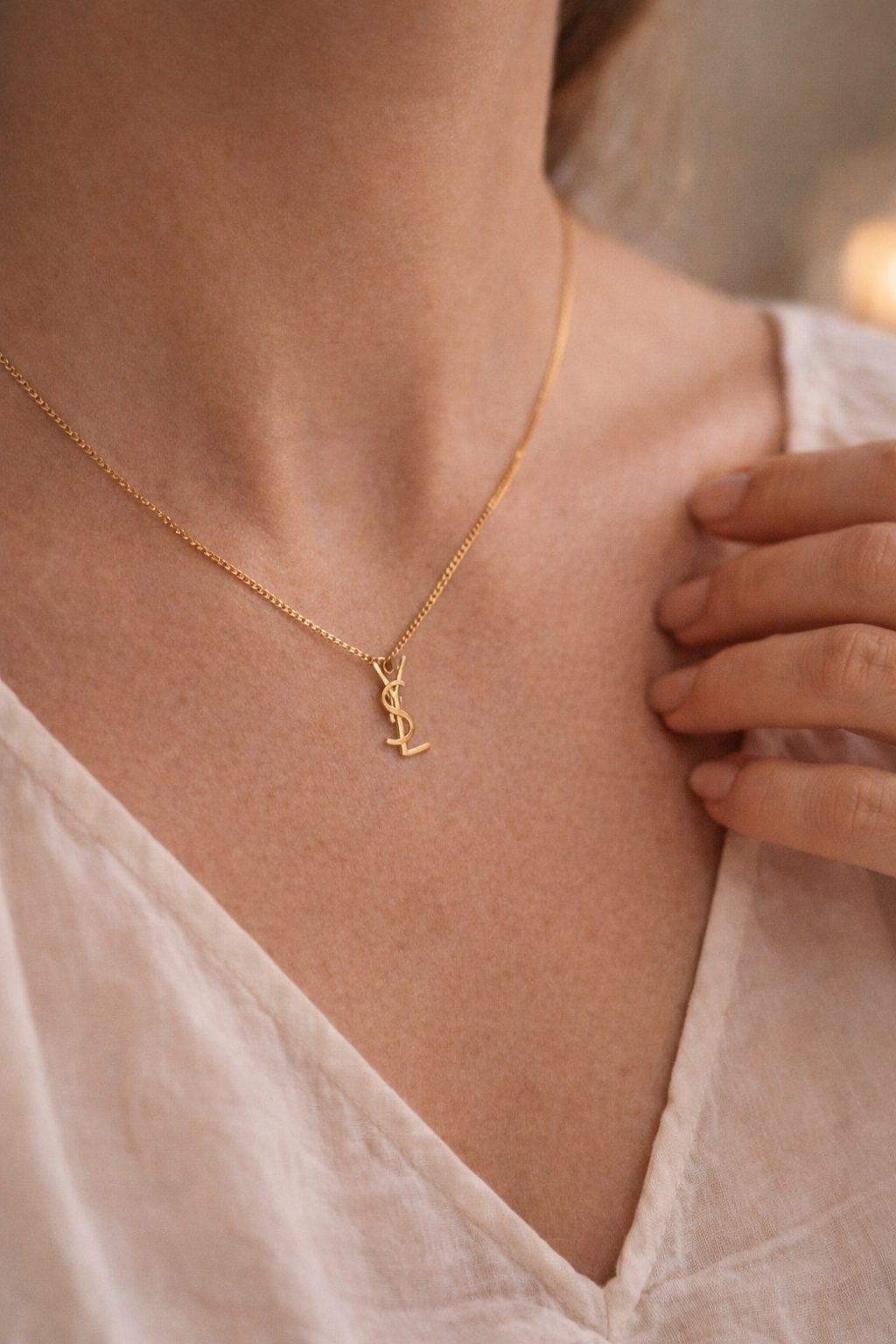 Dainty gold, initial necklace, minimal everyday jewelry
