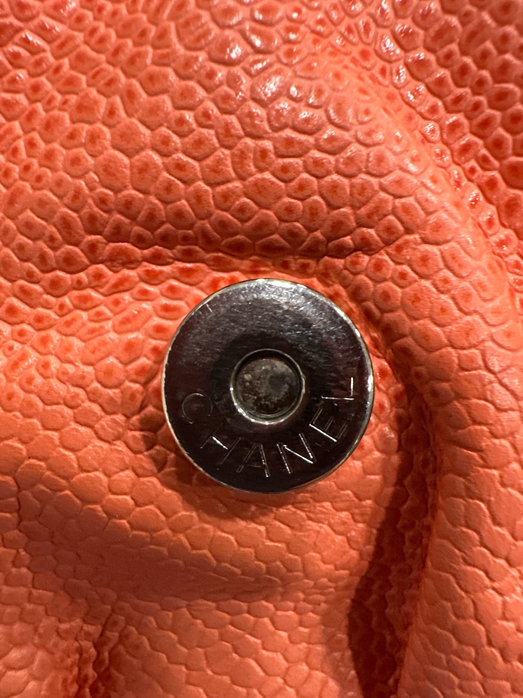 Chanel CORAL Caviar Leather Half Moon Wallet On Chain - Clairely Amazing