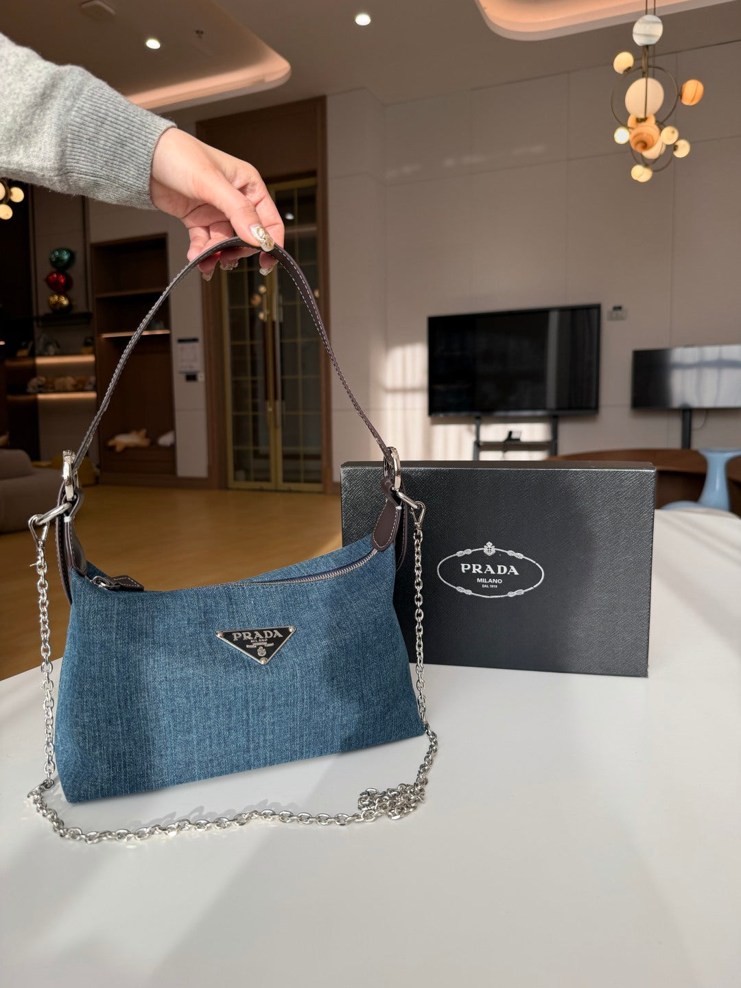 Prada Denim Shoulder 2-Way Bag (GWP)